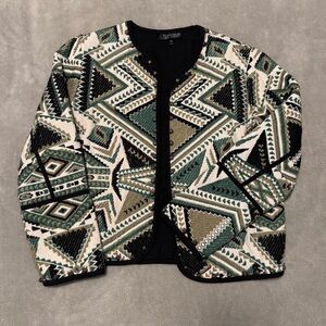 Top Shop Geometric Aztec Print Embroidered Open Jacket Blazer